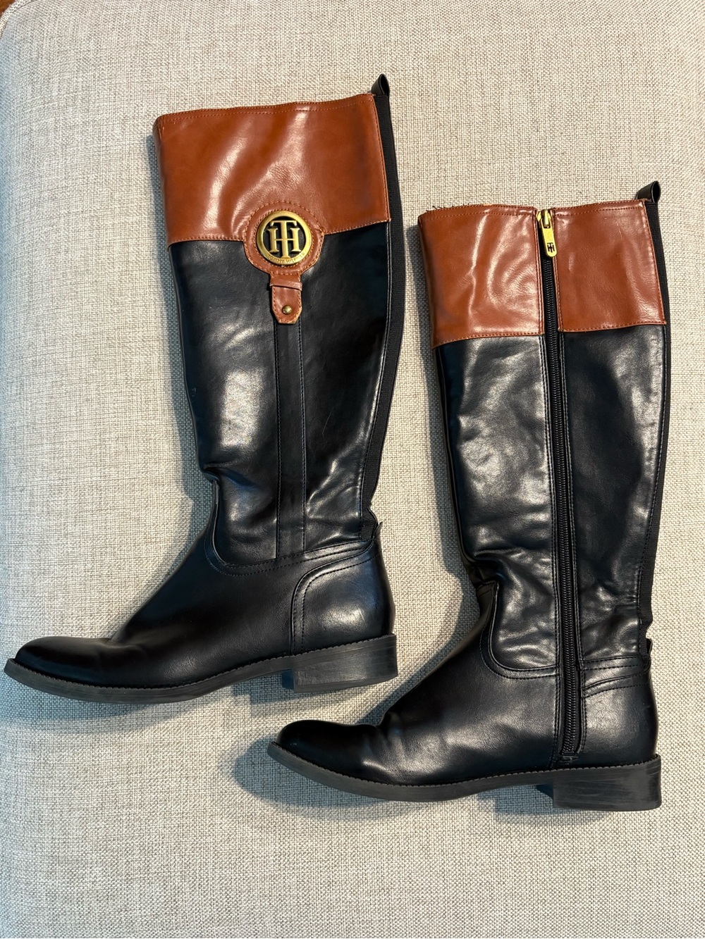 Tommy Hilfiger Tall Riding Boots Black Brown Women’s Size 7M